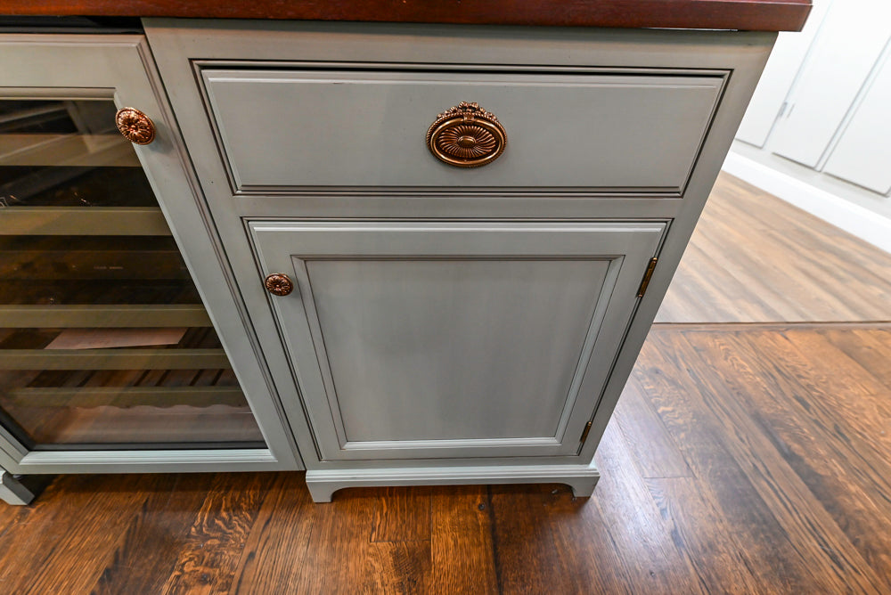 Plain & Fancy Traditional Multi-Tone Kitchen with Island and Dry Bar