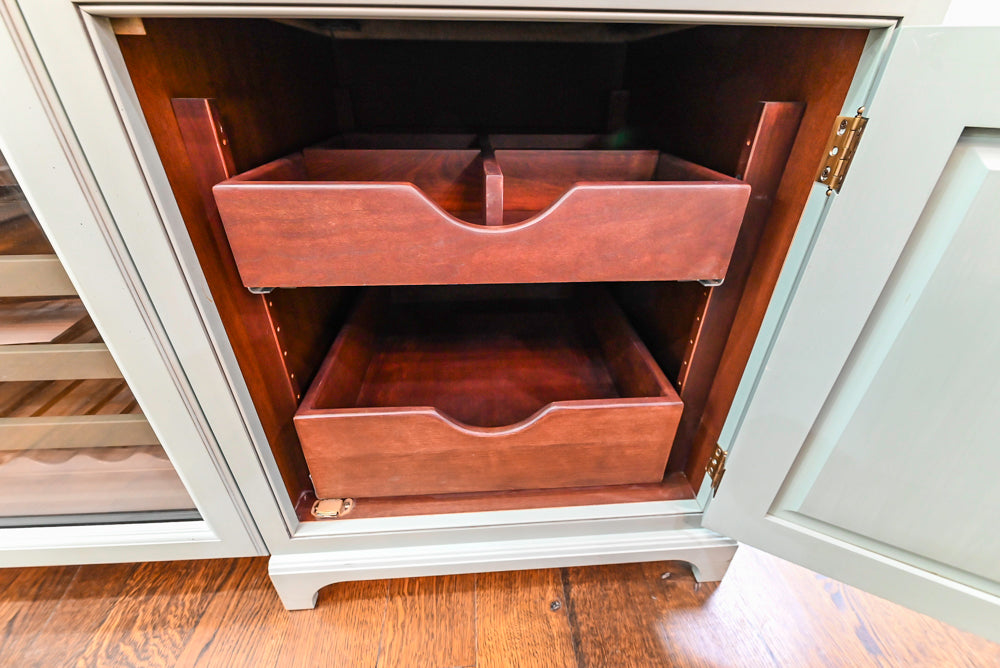 Plain & Fancy Traditional Multi-Tone Kitchen with Island and Dry Bar