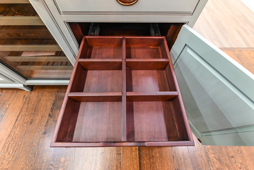 Plain & Fancy Traditional Multi-Tone Kitchen with Island and Dry Bar