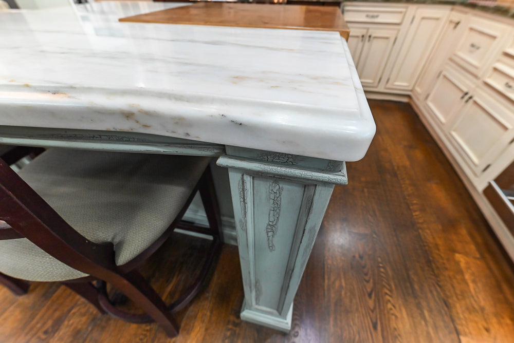 Plain & Fancy Traditional Multi-Tone Kitchen with Island and Dry Bar