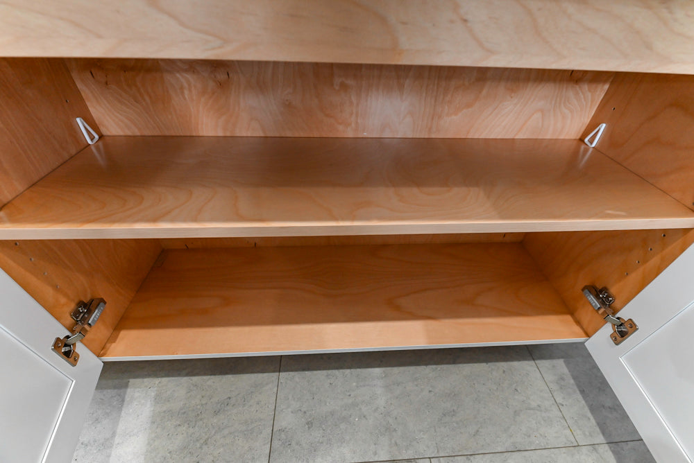 Cabico Modern 81 1/2" White Buffet with Grey Quartz Countertop