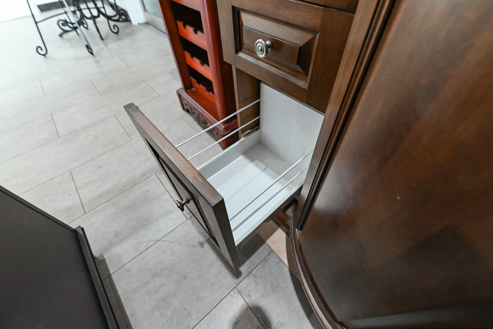 Brown Maple 64" Curved Front Vanity with Countertop, Sink and Faucet