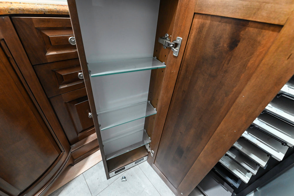 Brown Maple 64" Curved Front Vanity with Countertop, Sink and Faucet