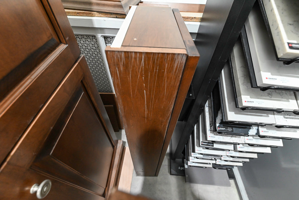 Brown Maple 64" Curved Front Vanity with Countertop, Sink and Faucet