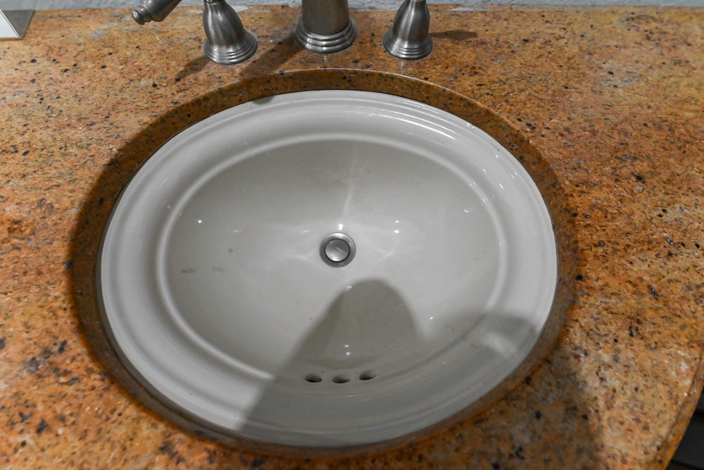 Brown Maple 64" Curved Front Vanity with Countertop, Sink and Faucet