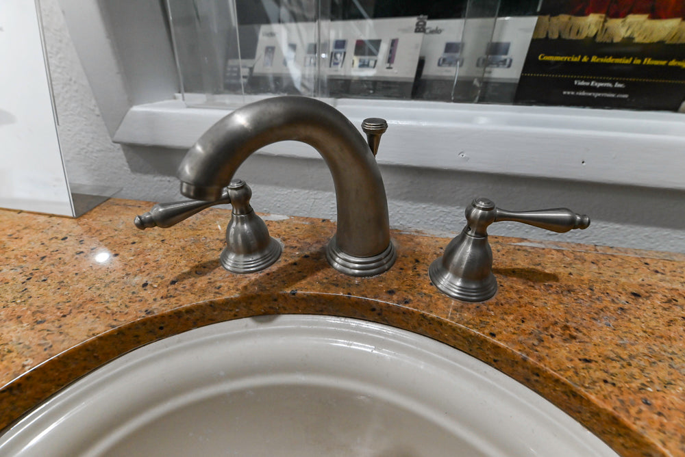 Brown Maple 64" Curved Front Vanity with Countertop, Sink and Faucet