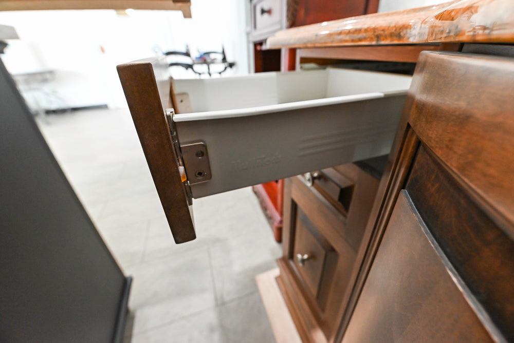 Brown Maple 64" Curved Front Vanity with Countertop, Sink and Faucet