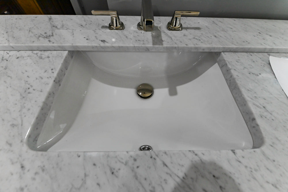 Black Maple 55 3/4" Modern Vanity with Carrara Marble Top, Sink and Faucet