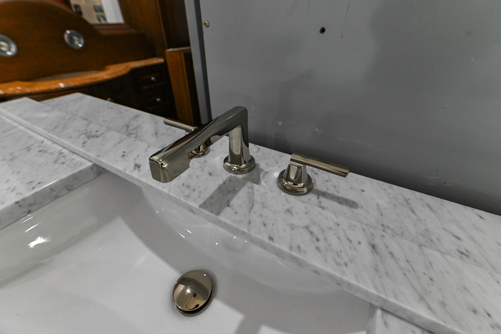 Black Maple 55 3/4" Modern Vanity with Carrara Marble Top, Sink and Faucet