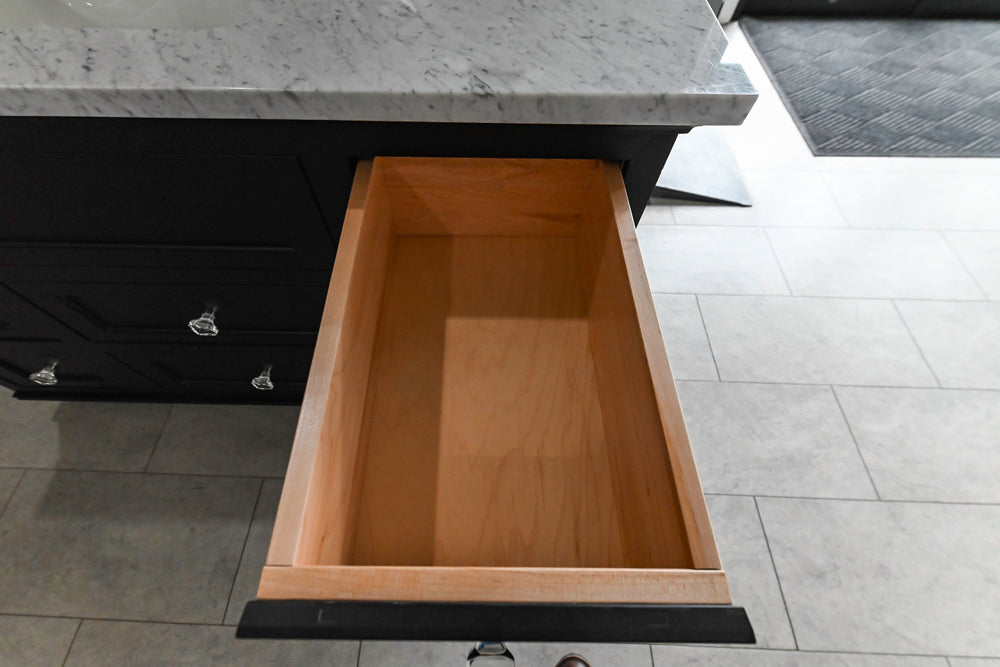 Black Maple 55 3/4" Modern Vanity with Carrara Marble Top, Sink and Faucet