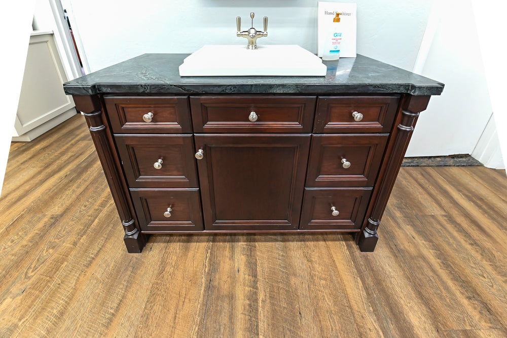Hanssem Traditional Cherry Wood 50 1/2" Vanity with Countertop, Sink and Faucet