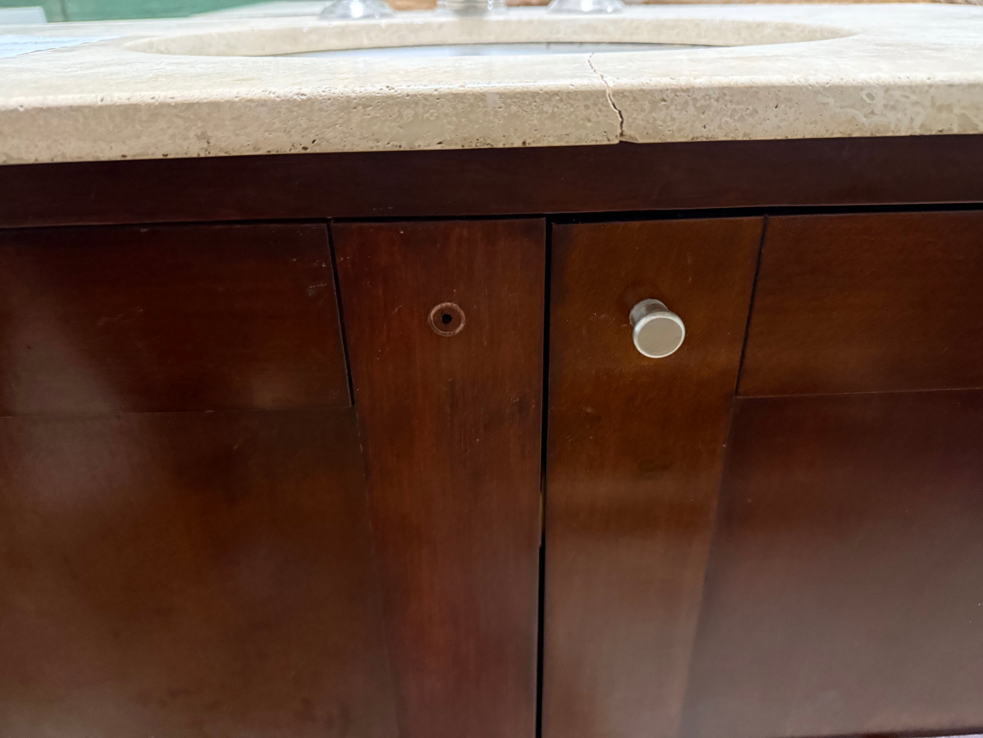 Traditional 37" Cherry Wood Single Vanity with Stone Top, Sink and Faucet 