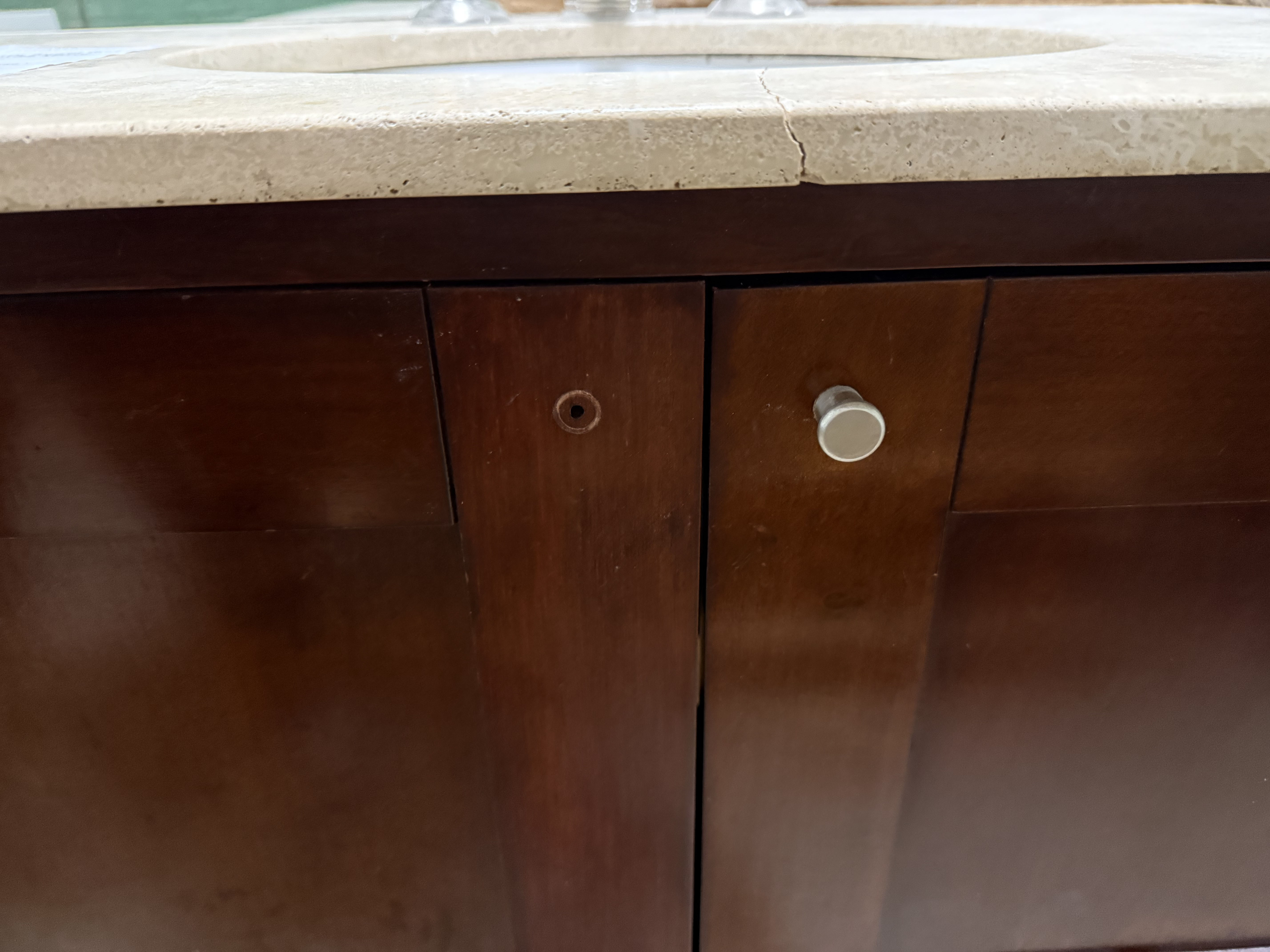 Traditional 37" Cherry Wood Single Vanity with Stone Top, Sink and Faucet 