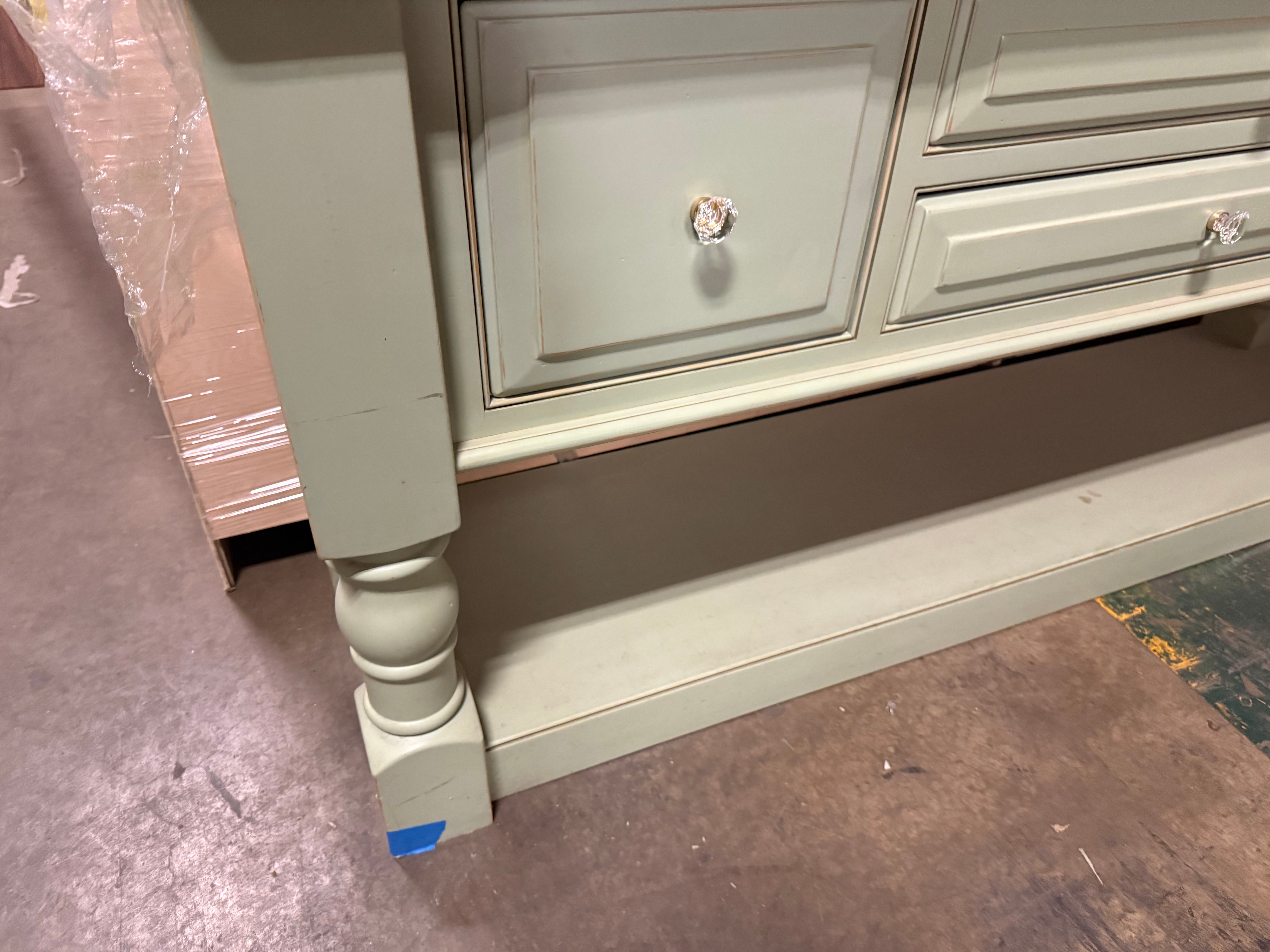 Traditional 72.5" Freestanding Wooden Green Hutch 