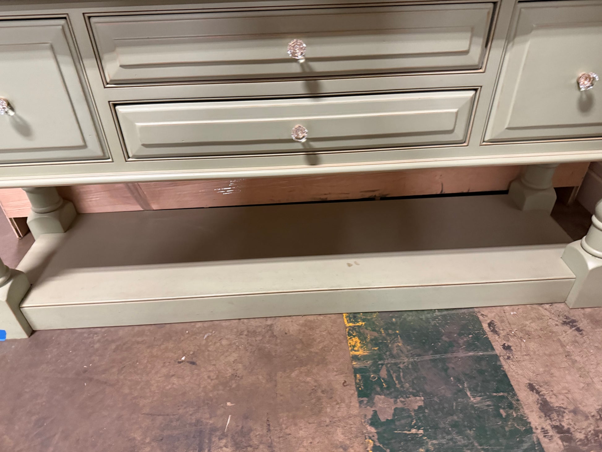Traditional 72.5" Freestanding Wooden Green Hutch 