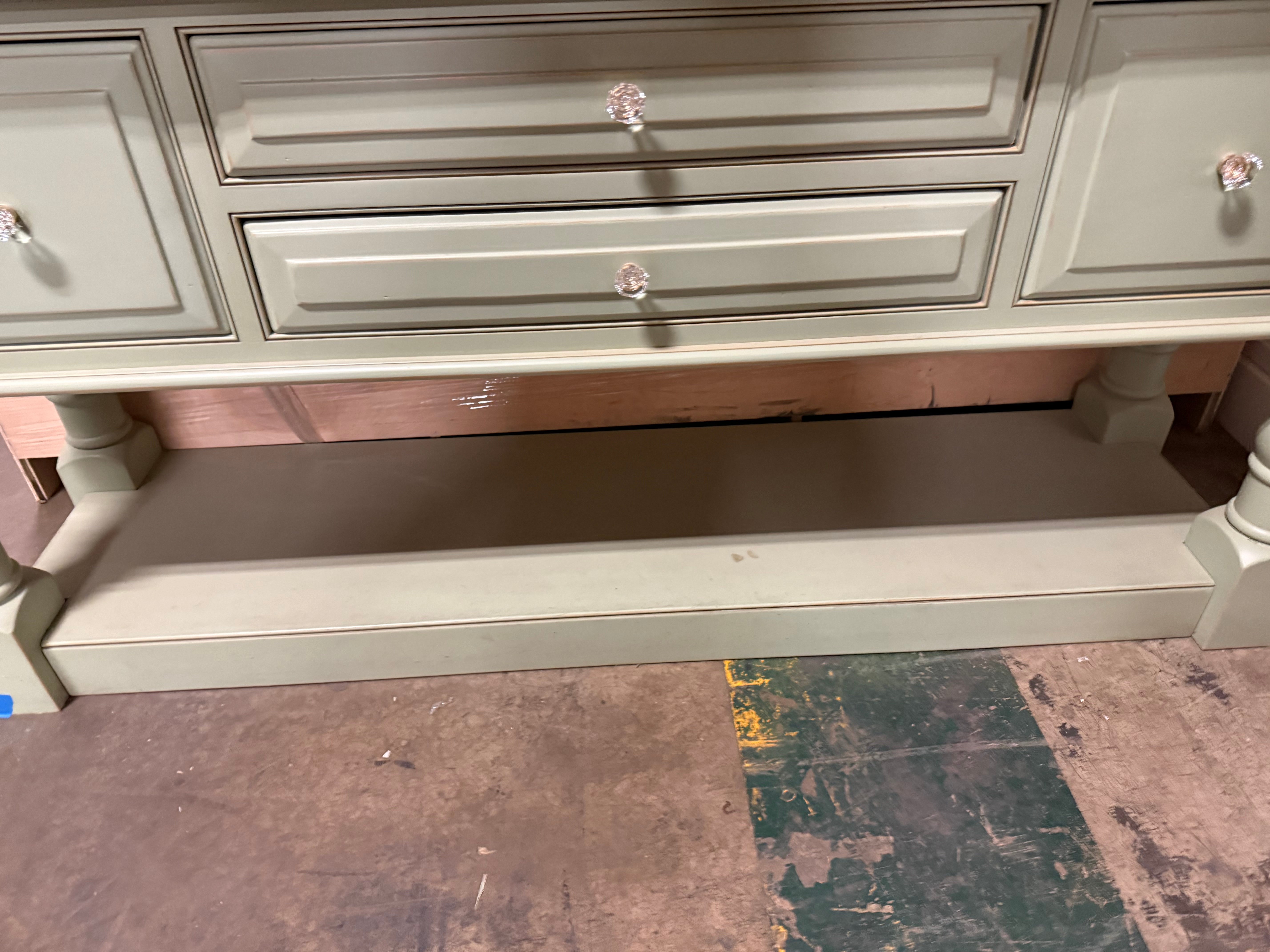Traditional 72.5" Freestanding Wooden Green Hutch 