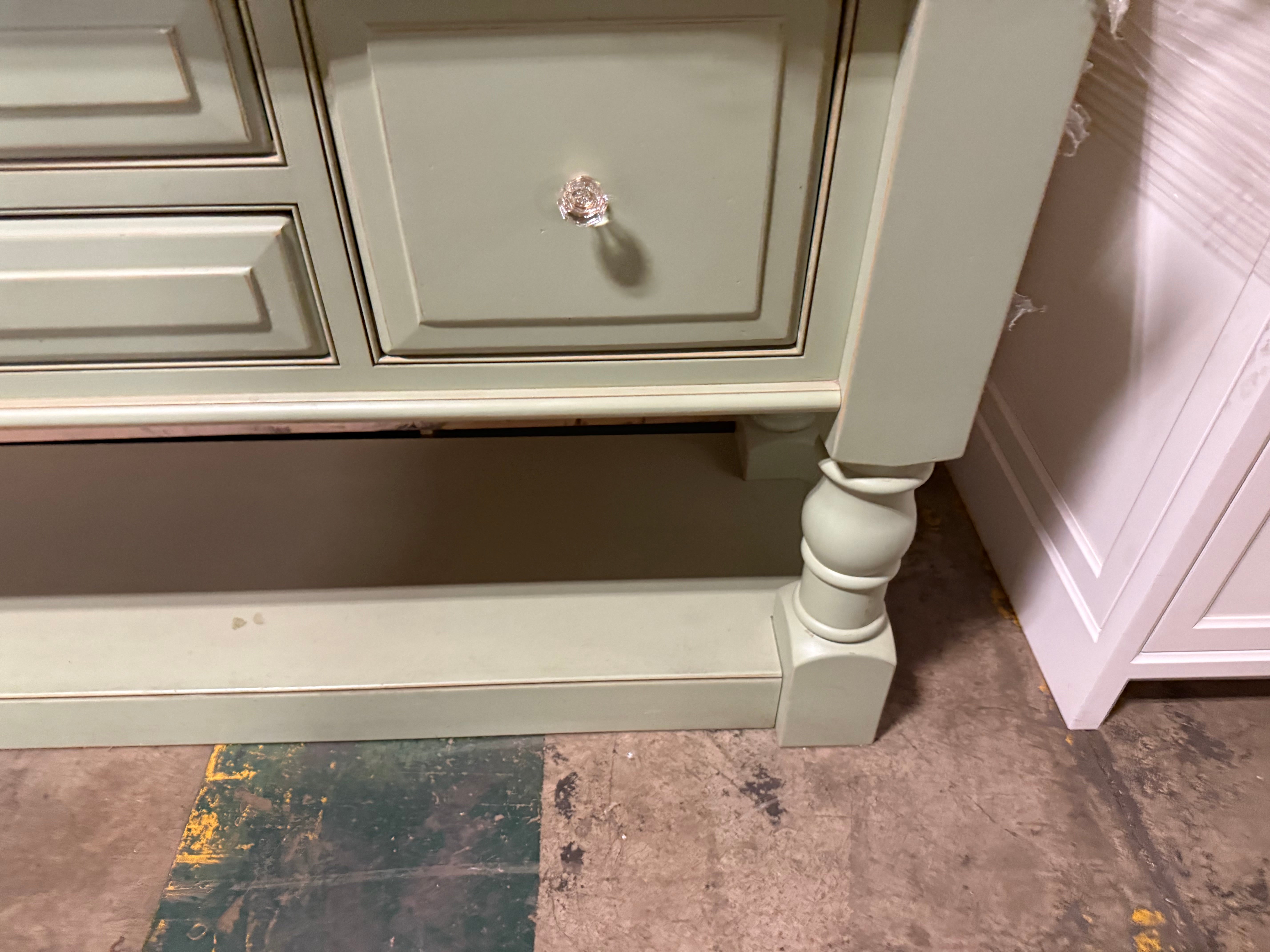 Traditional 72.5" Freestanding Wooden Green Hutch 