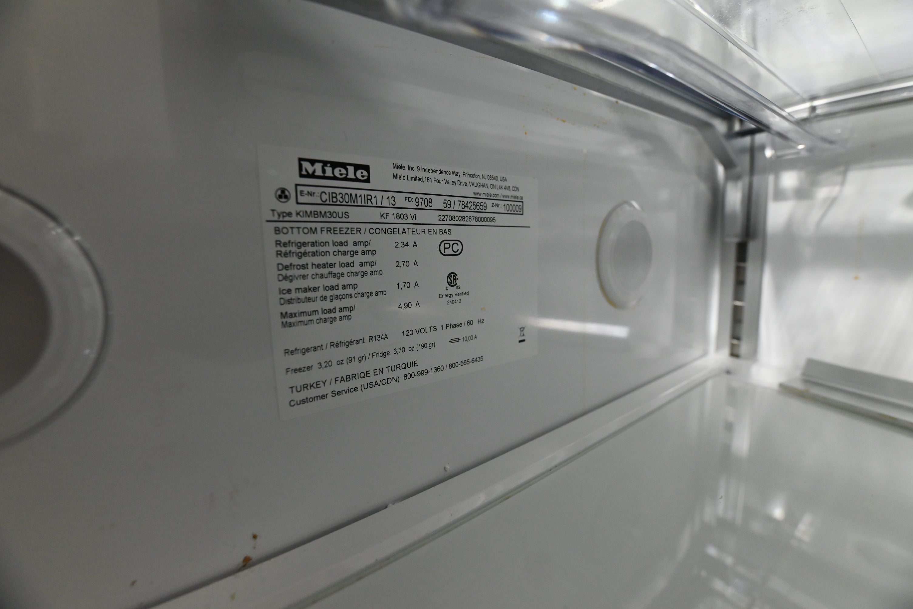 Miele KF 1803 VI 30" Panel Ready Bottom Freezer Refrigerator