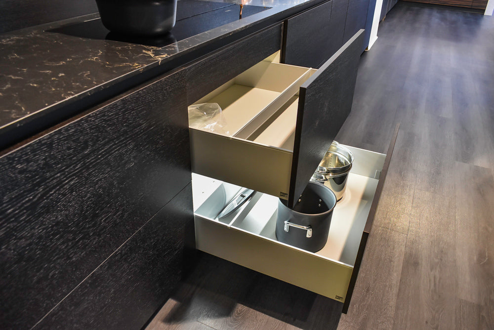 Poggenpohl Segmento Modern Black Kitchen with Miele Appliances