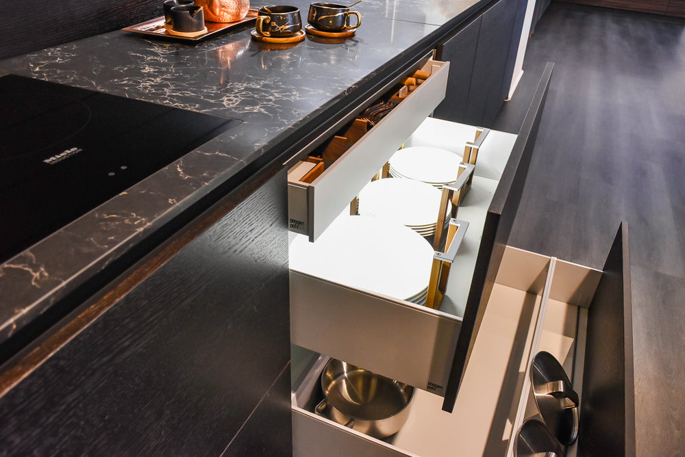 Poggenpohl Segmento Modern Black Kitchen with Miele Appliances