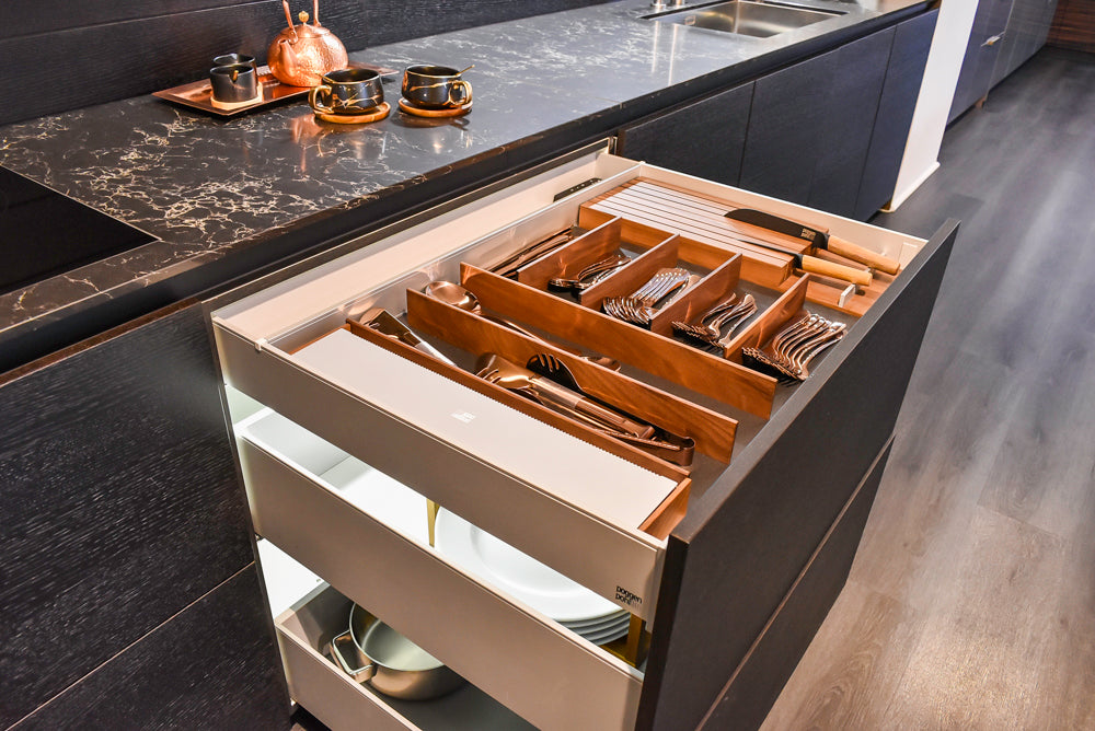 Poggenpohl Segmento Modern Black Kitchen with Miele Appliances