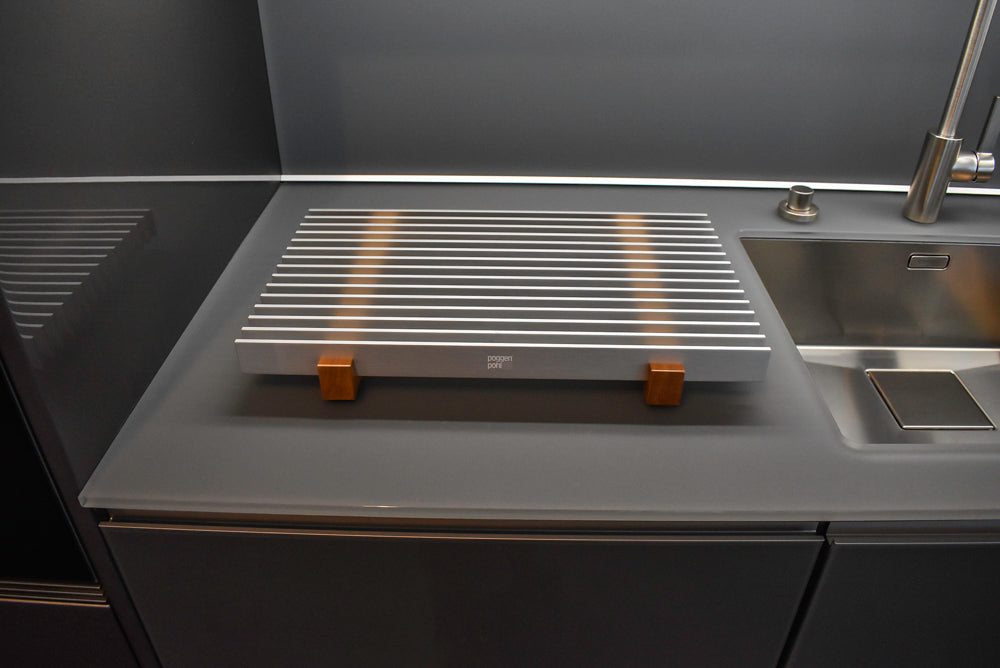 Poggenpohl Standard Modern Multi-Tone Kitchen with Glass Upper Cabinets and Sub-Zero & Wolf Appliances