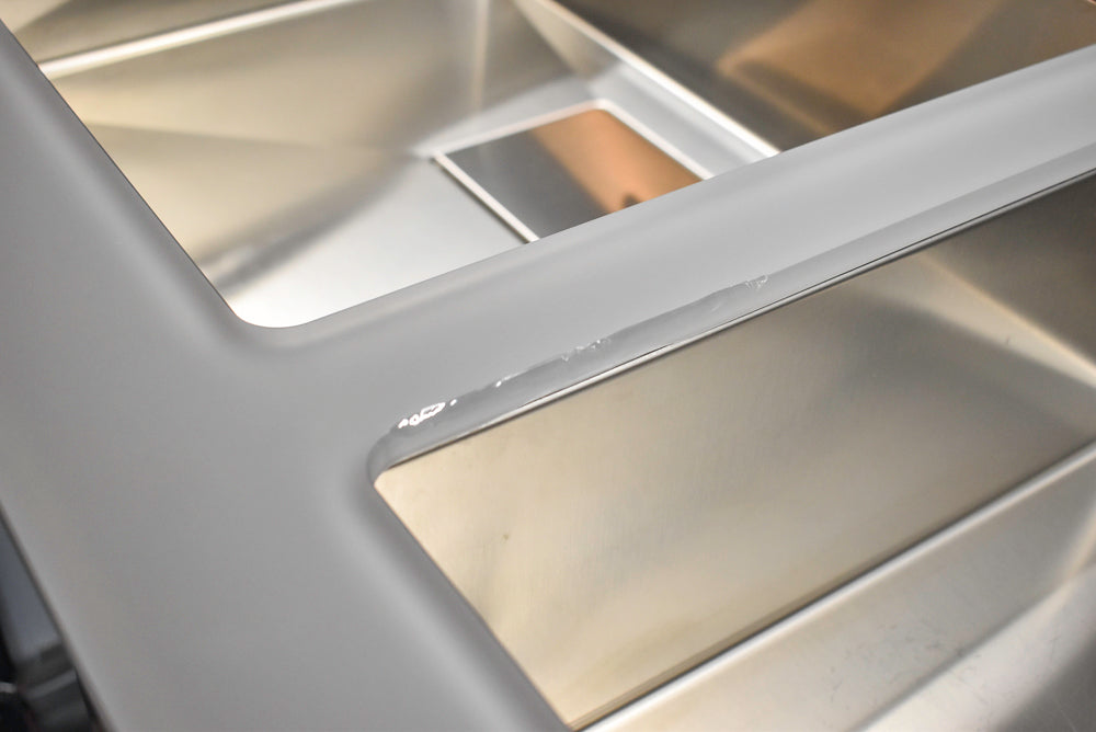 Poggenpohl Standard Modern Multi-Tone Kitchen with Glass Upper Cabinets and Sub-Zero & Wolf Appliances