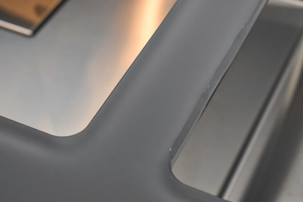 Poggenpohl Standard Modern Multi-Tone Kitchen with Glass Upper Cabinets and Sub-Zero & Wolf Appliances