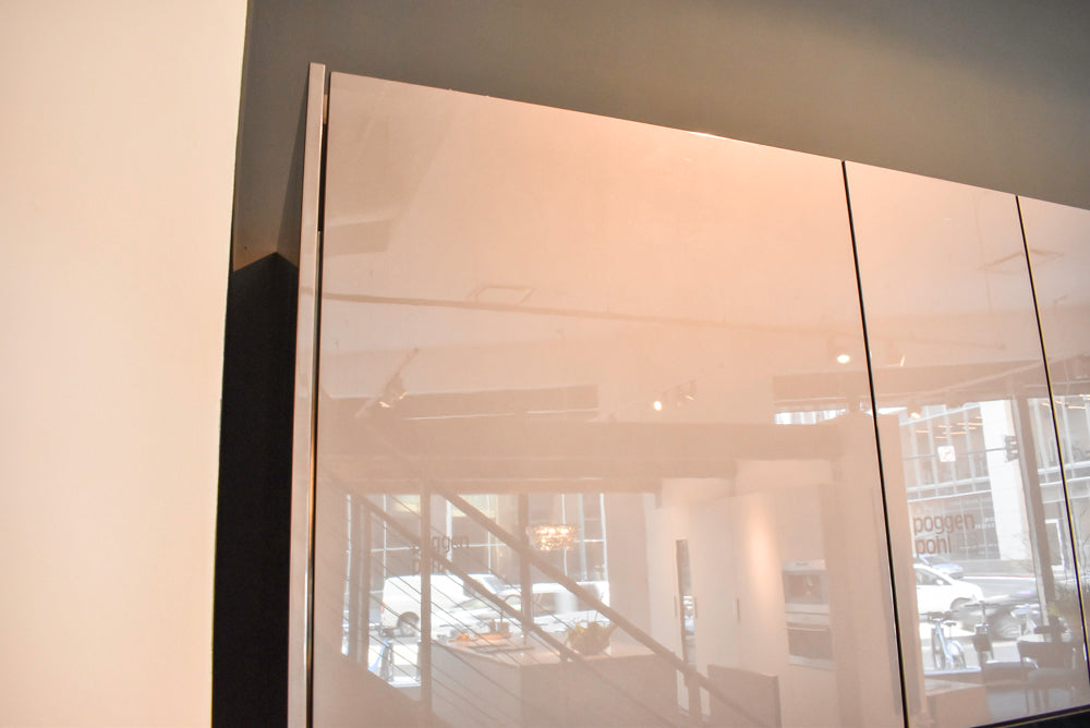 Poggenpohl Standard Modern Multi-Tone Kitchen with Glass Upper Cabinets and Sub-Zero & Wolf Appliances