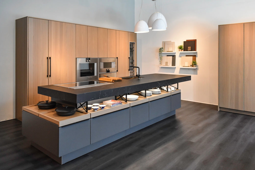 Poggenpohl Modo and +Stage Modern Natural Wood Tone Kitchen with Gaggenau Appliances