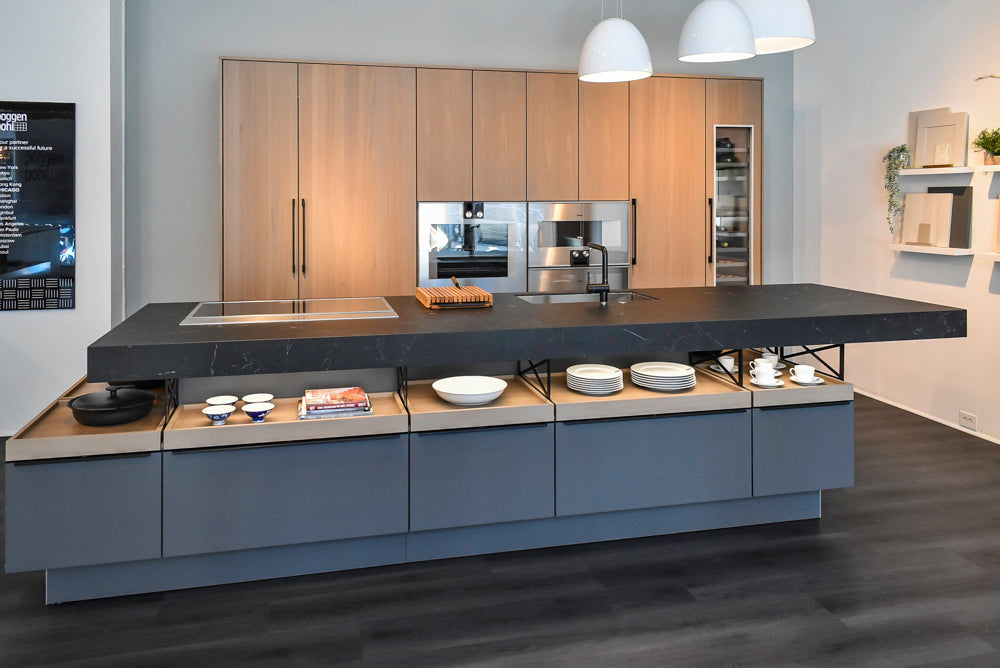 Poggenpohl Modo and +Stage Modern Natural Wood Tone Kitchen with Gaggenau Appliances