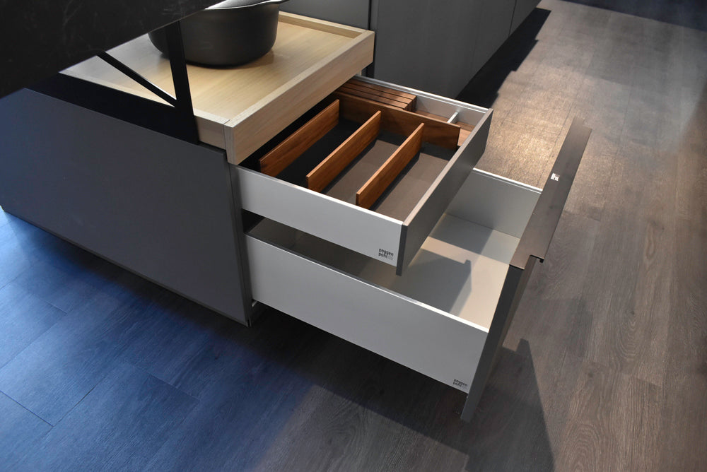Poggenpohl Modo and +Stage Modern Natural Wood Tone Kitchen with Gaggenau Appliances