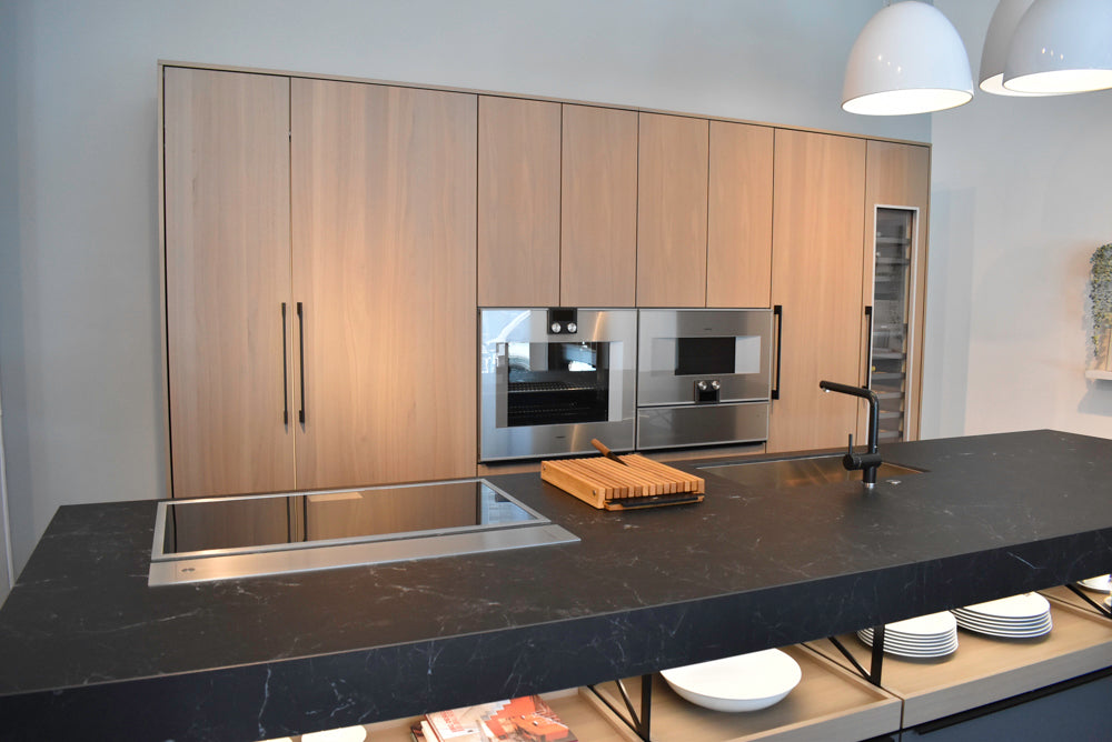 Poggenpohl Modo and +Stage Modern Natural Wood Tone Kitchen with Gaggenau Appliances