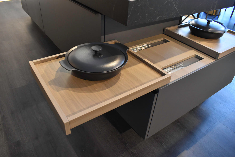 Poggenpohl Modo and +Stage Modern Natural Wood Tone Kitchen with Gaggenau Appliances