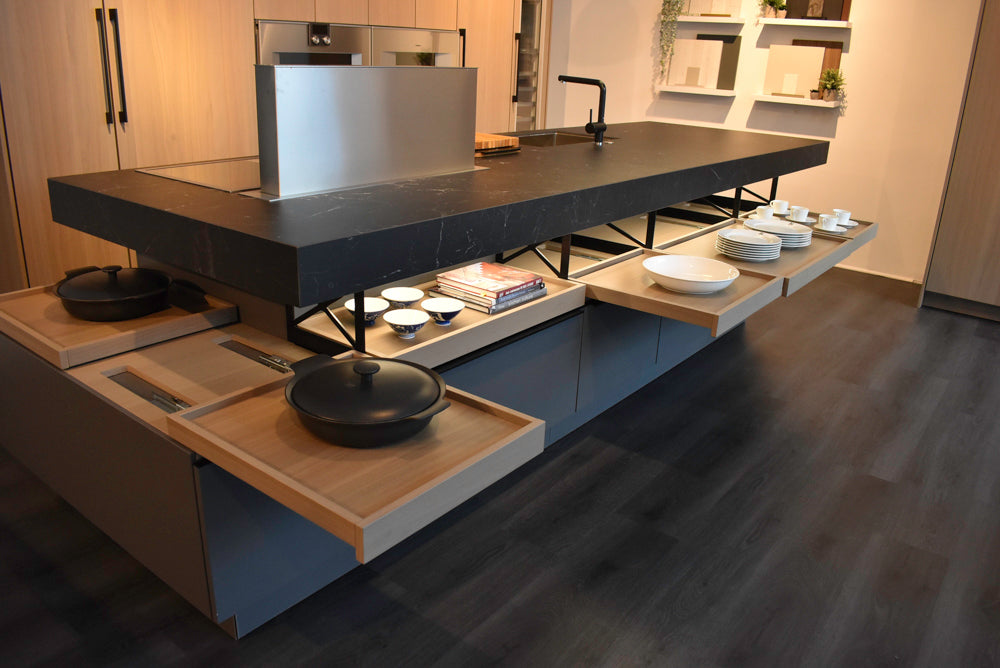 Poggenpohl Modo and +Stage Modern Natural Wood Tone Kitchen with Gaggenau Appliances