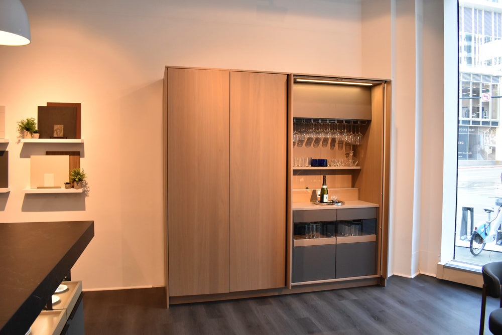 Poggenpohl Modo and +Stage Modern Natural Wood Tone Kitchen with Gaggenau Appliances