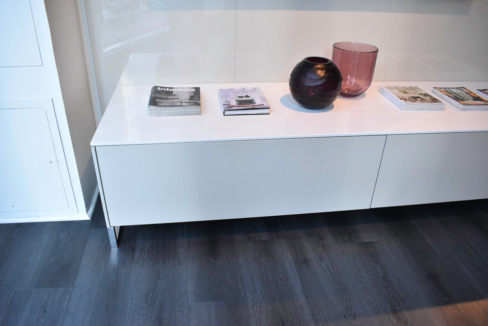 Poggenpohl Glossy White Modern Entertainment Wall with Storage