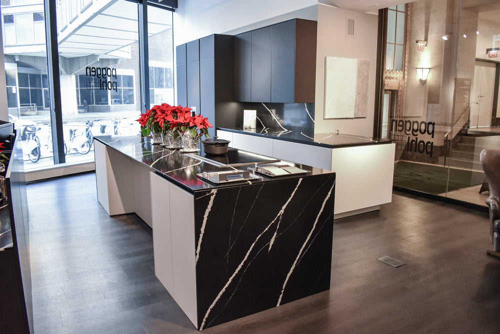 Poggenpohl Segmento Y Modern Black and White Kitchen with Wolf & Miele Appliances