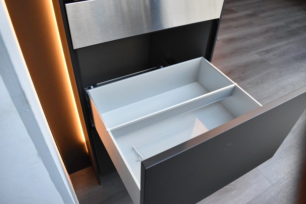 Poggenpohl Segmento Y Modern Black and White Kitchen with Wolf & Miele Appliances