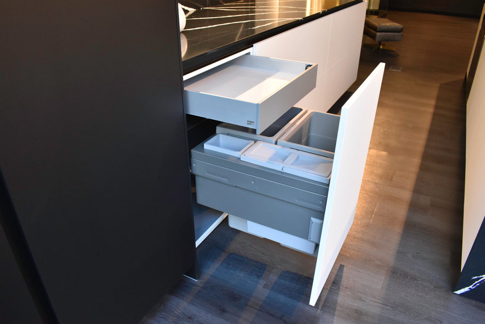 Poggenpohl Segmento Y Modern Black and White Kitchen with Wolf & Miele Appliances