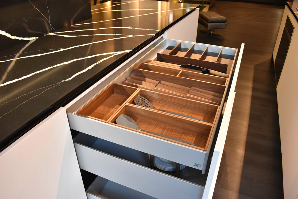 Poggenpohl Segmento Y Modern Black and White Kitchen with Wolf & Miele Appliances