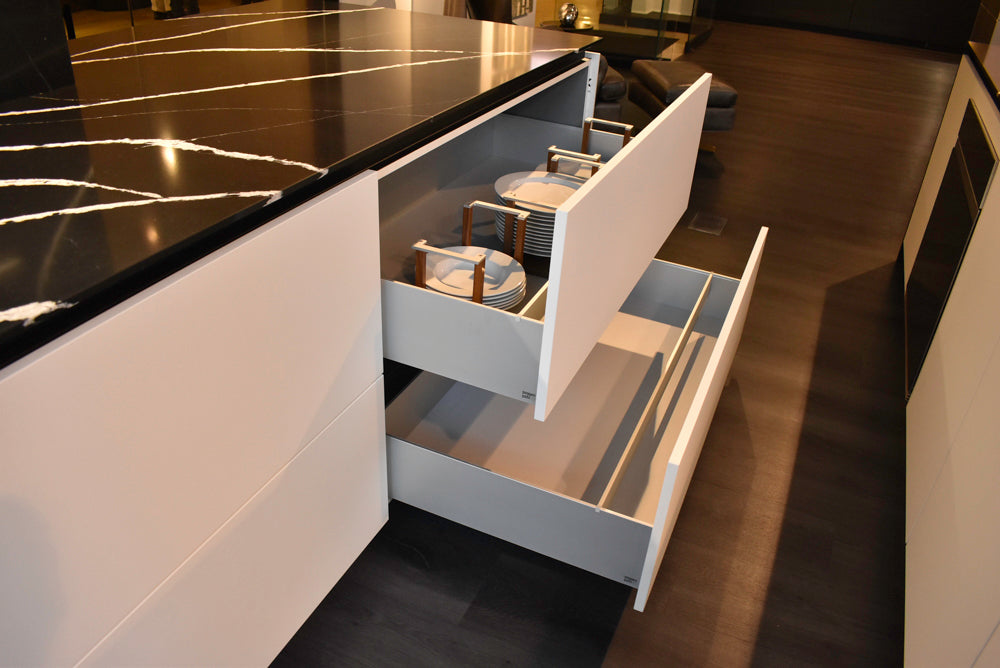 Poggenpohl Segmento Y Modern Black and White Kitchen with Wolf & Miele Appliances