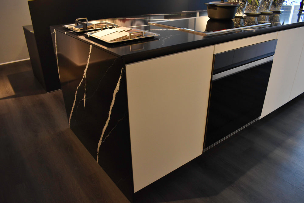 Poggenpohl Segmento Y Modern Black and White Kitchen with Wolf & Miele Appliances