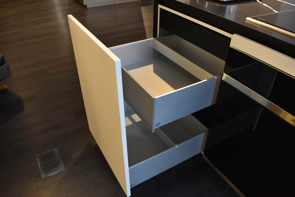 Poggenpohl Segmento Y Modern Black and White Kitchen with Wolf & Miele Appliances