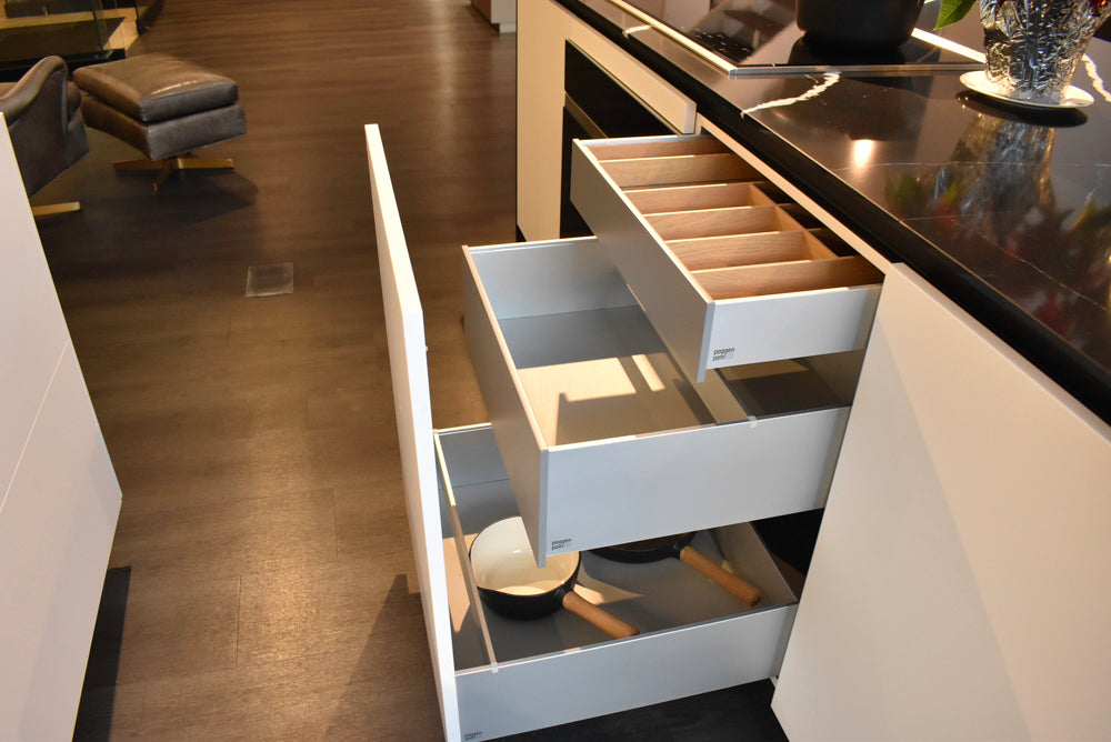 Poggenpohl Segmento Y Modern Black and White Kitchen with Wolf & Miele Appliances