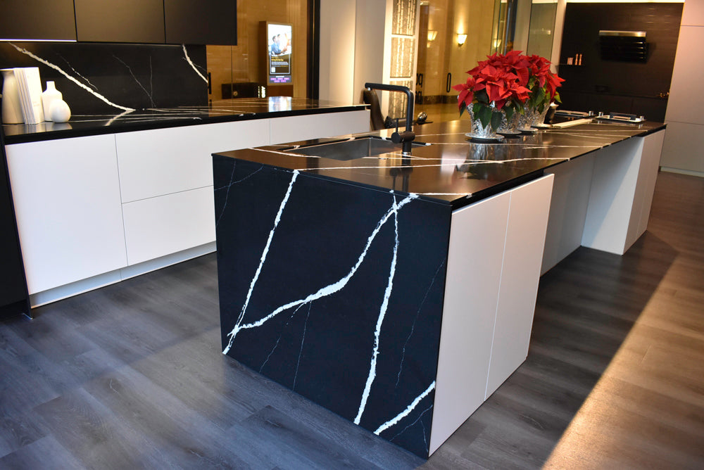 Poggenpohl Segmento Y Modern Black and White Kitchen with Wolf & Miele Appliances
