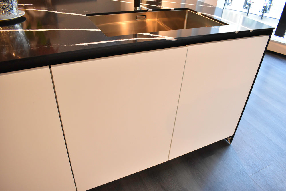 Poggenpohl Segmento Y Modern Black and White Kitchen with Wolf & Miele Appliances