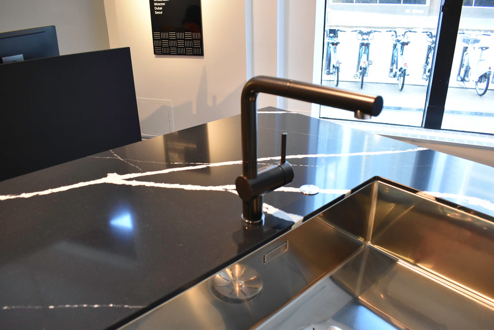 Poggenpohl Segmento Y Modern Black and White Kitchen with Wolf & Miele Appliances