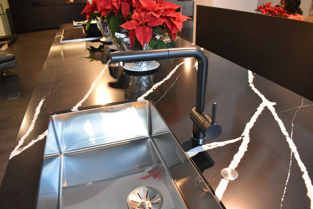 Poggenpohl Segmento Y Modern Black and White Kitchen with Wolf & Miele Appliances