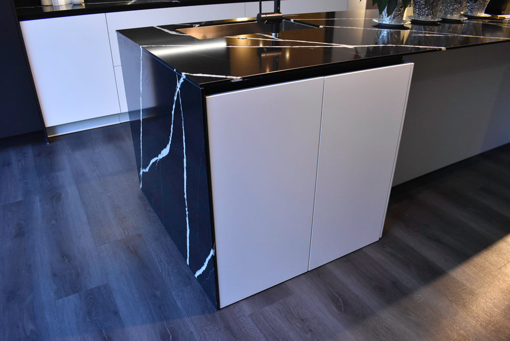 Poggenpohl Segmento Y Modern Black and White Kitchen with Wolf & Miele Appliances
